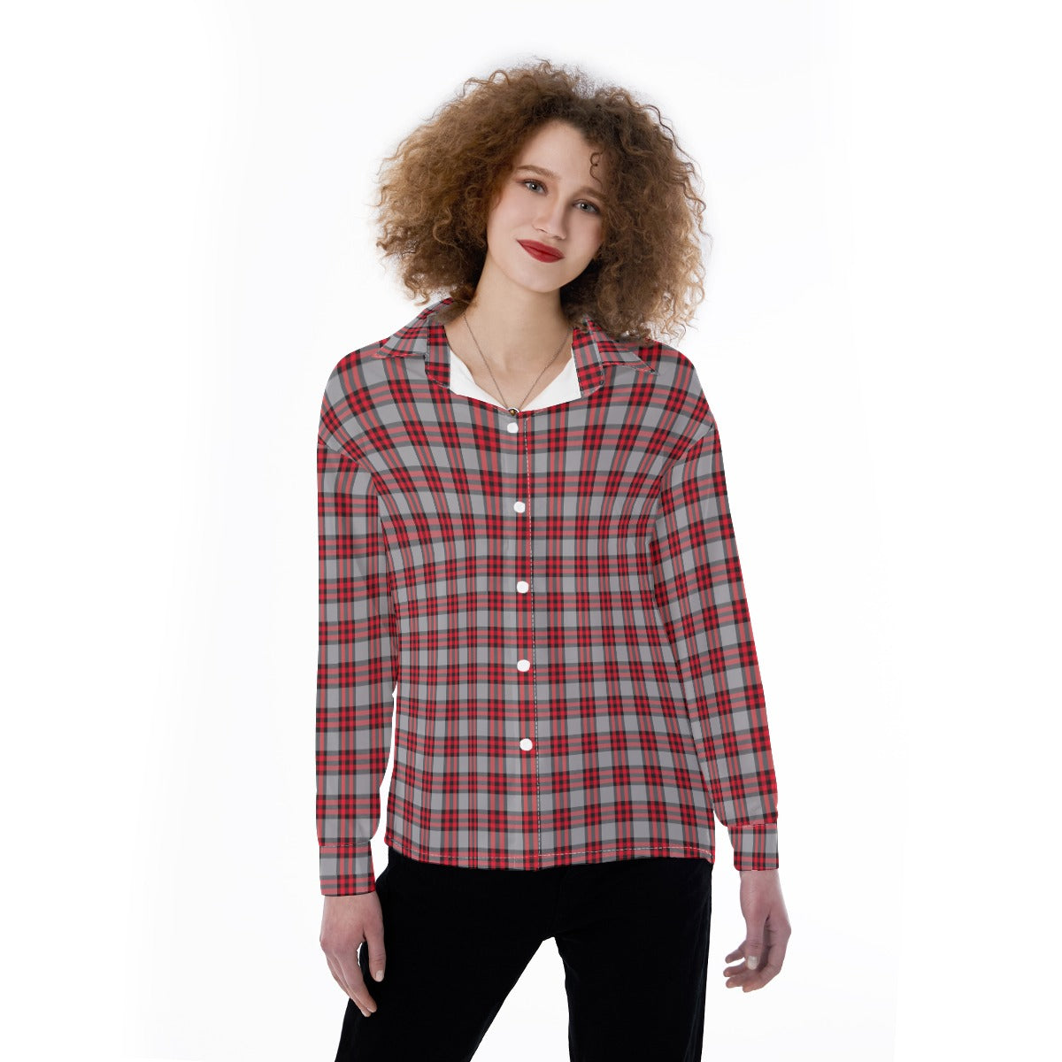 Ohio State Tartan Plaid Buckeyes Women's Satin Shirt