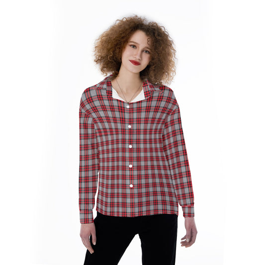 Ohio State Tartan Plaid Buckeyes Women's Satin Shirt