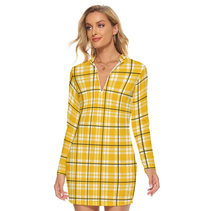 All-Over Print Women's Zip Front Tight Dress