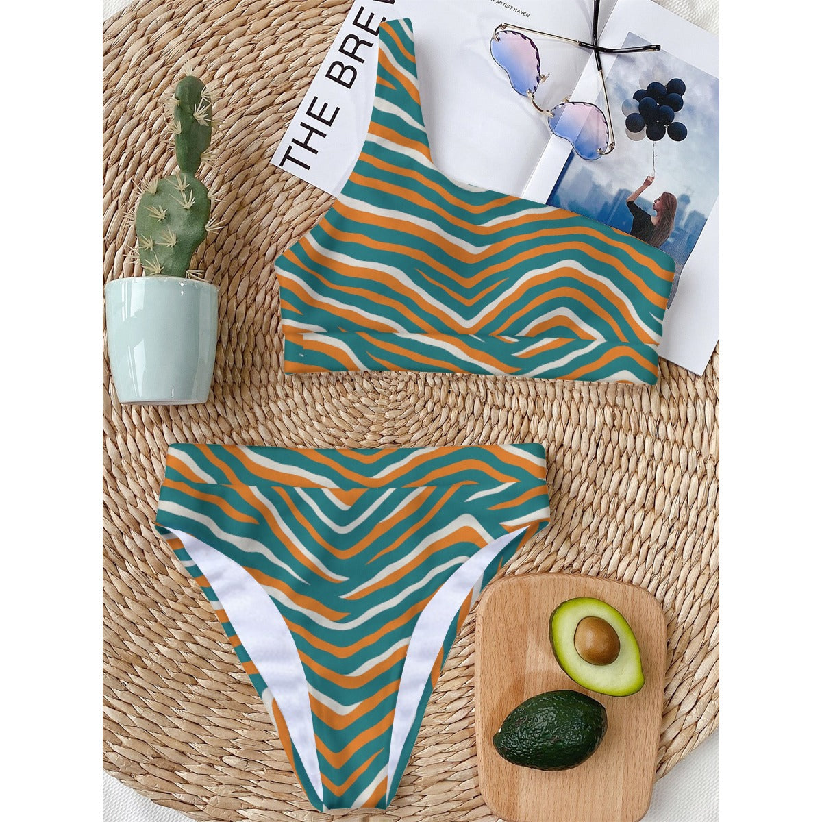 Miami Football Game Day All-Over Print Women's Bikini With Single Shoulder