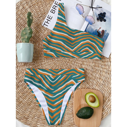 Miami Football Game Day All-Over Print Women's Bikini With Single Shoulder
