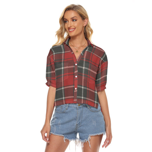 Urban Legend Houston Cougars Tartan Plaid Women's V-Neck Shirt – Red and White College Streetwear wi