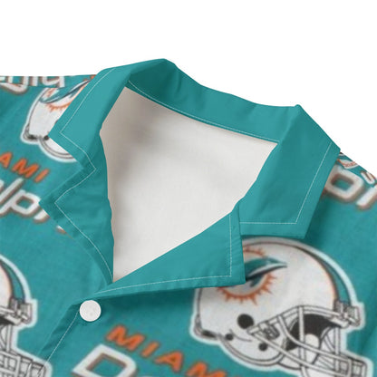Miami Football Game Day All-Over Print Kid's Hawaiian Vacation Shirt | 115GSM Cotton poplin