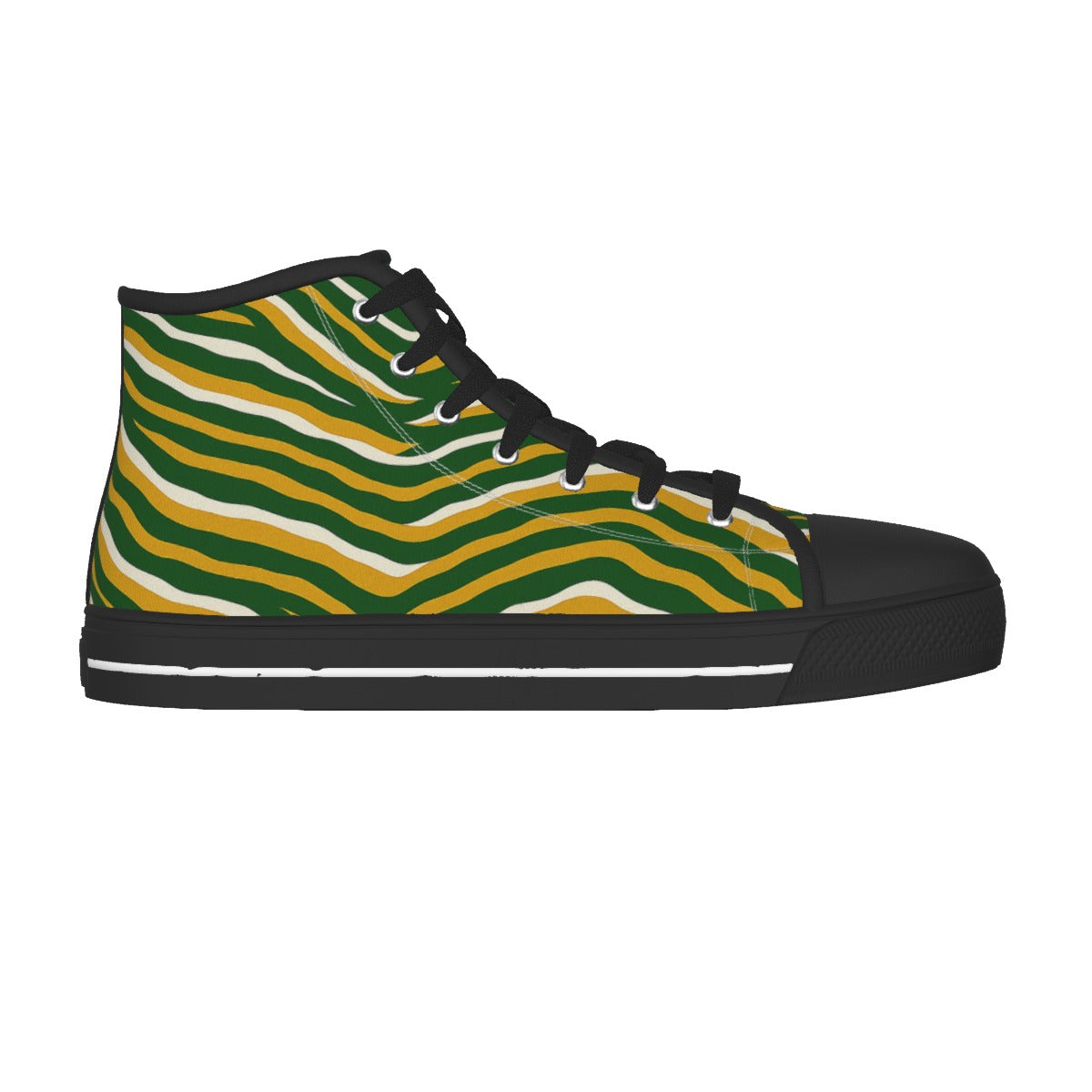 Green Bay Football Game Day Men's Black Sole Canvas Shoes