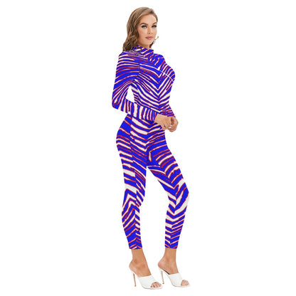 Buffalo Bills Zubaz Women's Long-sleeved High-neck Jumpsuit With Zipper
