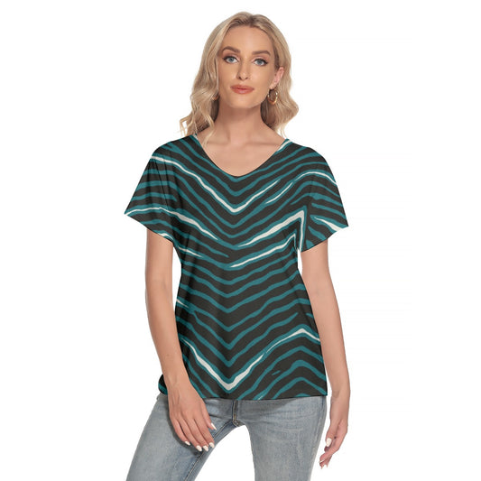 Philadelphia Football Game Day All-Over Print Women's Loose V-neck Short Sleeve T-shirt