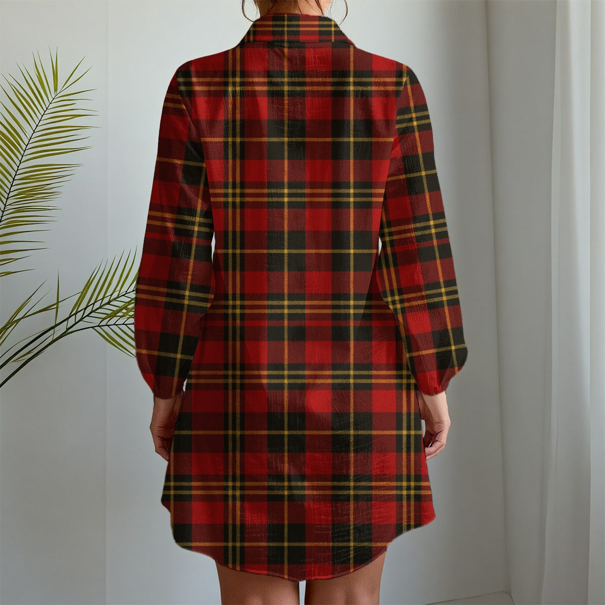 Maryland Tartan Plaid Terrapins Women's Long Sleeve Shirt Dress