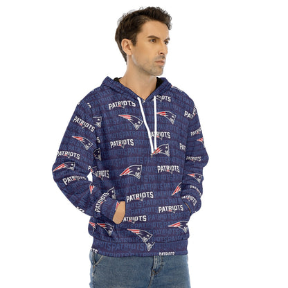 New England Football Game Day All-Over Print Men's Pullover Hoodie | Velvet