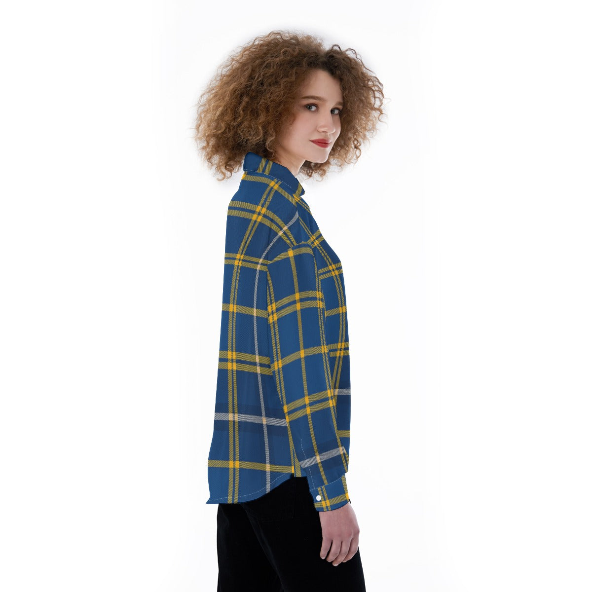 California Los Angeles UCLA Bruins Tartan Plaid Women's Satin Shirt