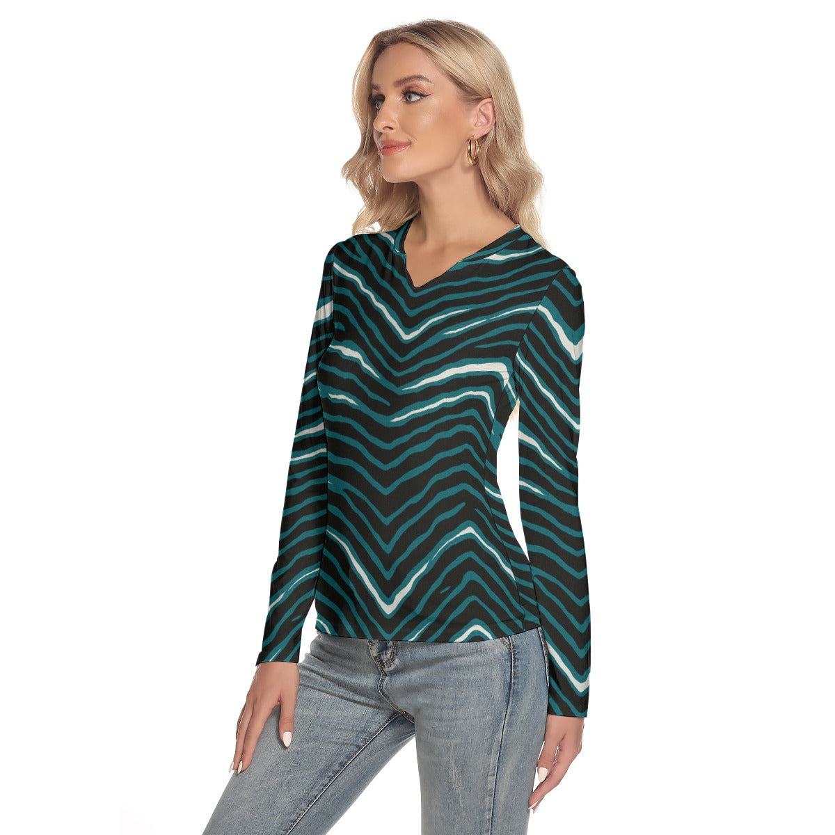 Philadelphia Football Game Day All-Over Print Women's V-Neck Long Sleeves T-Shirt