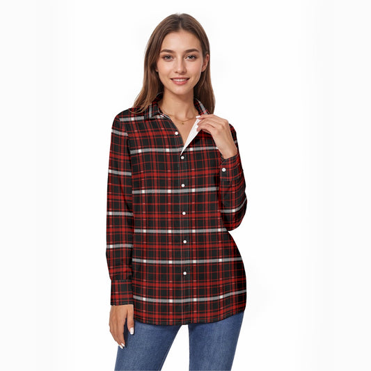 Nebraska Tartan Plaid Cornhuskers Women's Comfort Shirt With Button|125GSM Cotton