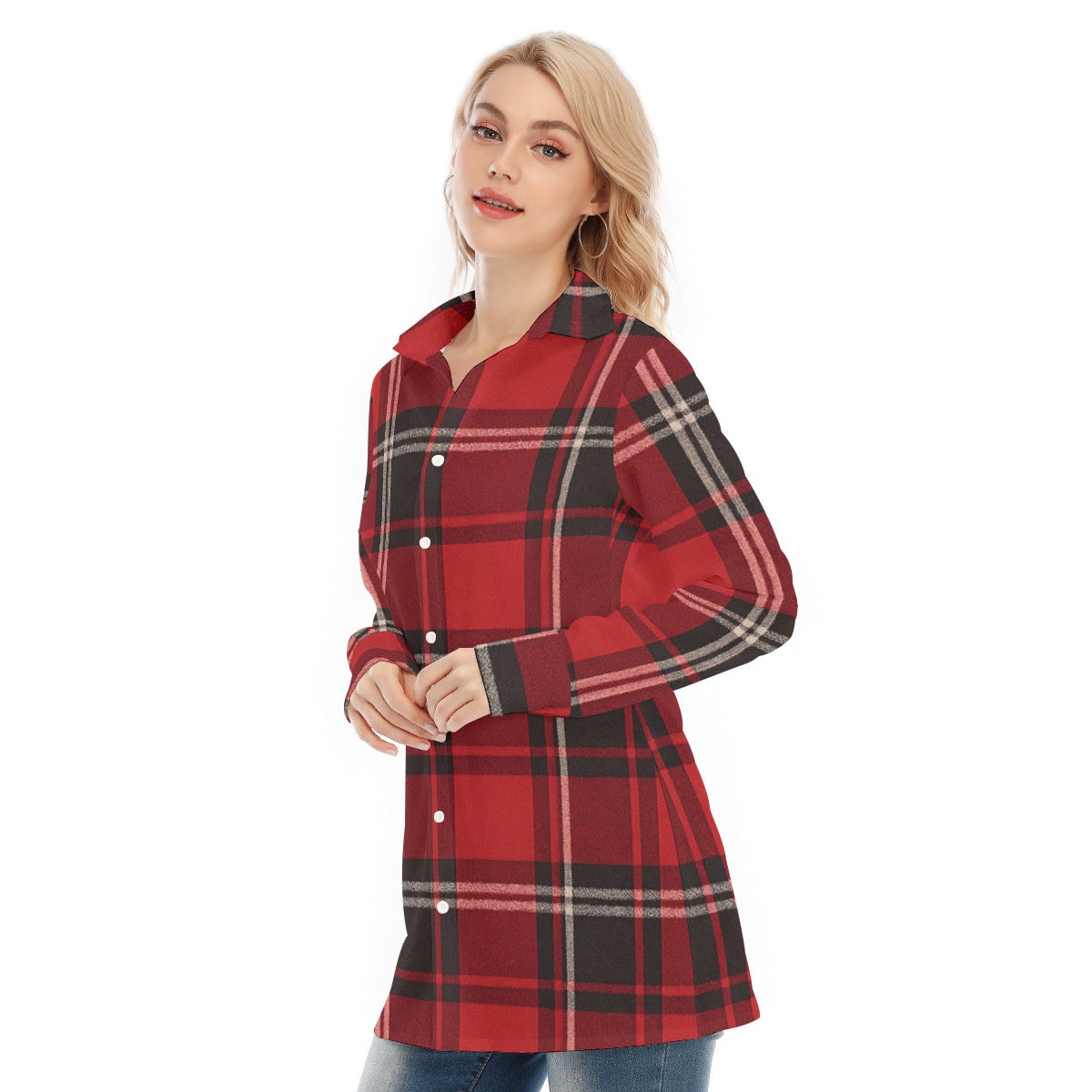 Cincinnati - Bearcats Tartan Plaid  Women's Long Shirt |115GSM Cotton poplin