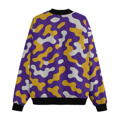 Minnesota Vikings Camo Fleece Bomber Jacket – Purple and Gold NFL Streetwear