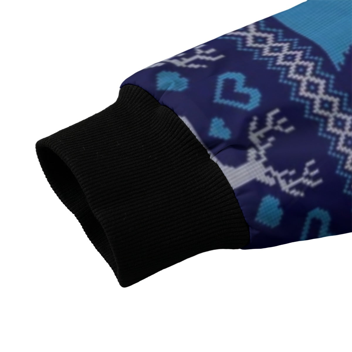 Urban Legend Blue Snow Inspired Pattern Knitted Christmas and New Year Fleece Bomber Jacket