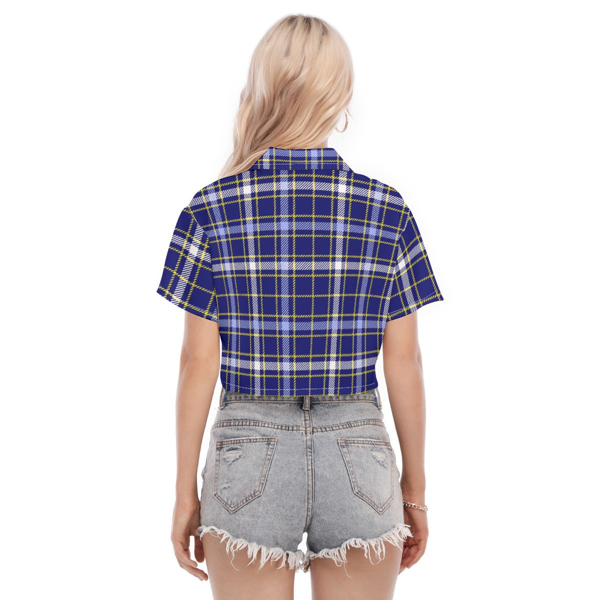 Michigan Tartan Plaid Wolverines Women's Cropped Shirt