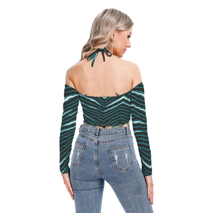 Philadelphia Football Game Day All-Over Print Women's Halter Lace-up Top