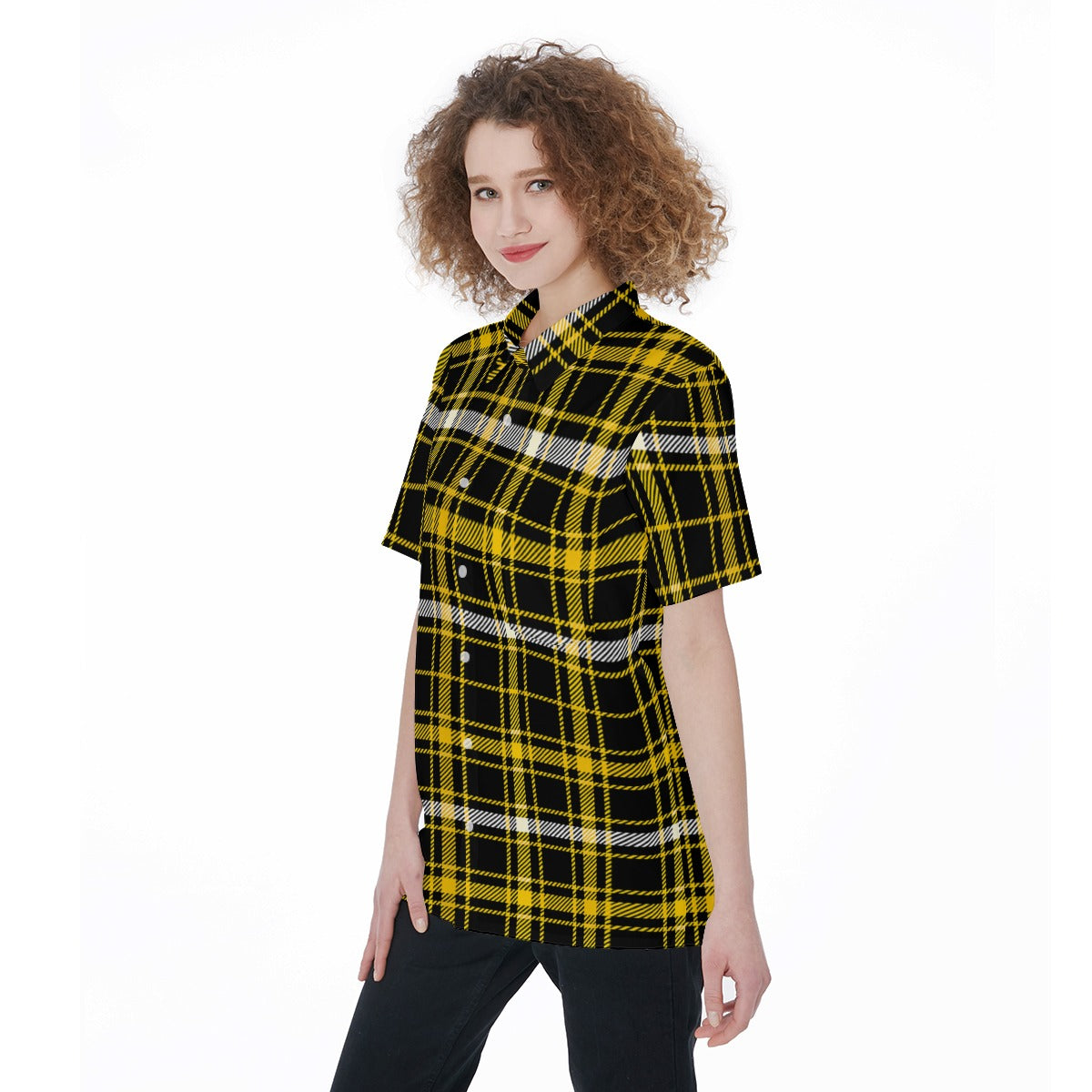 Missouri Tartan Plaid Tigers Women's Short Sleeve Shirt With Pocket