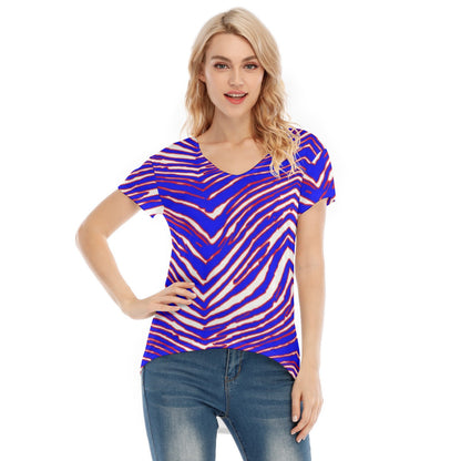Buffalo Bills Zubaz Women's V-neck Short Sleeve T-shirt