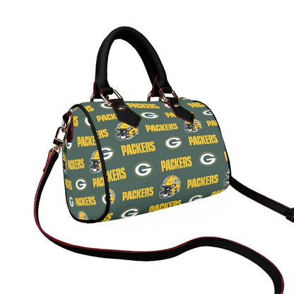 Green Bay Football Game Day Classic Barrel-Shaped PU Leather Handbag