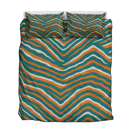 Miami Football Game Day Quilt & Pillow Cases With  Edge-wrapping Strips