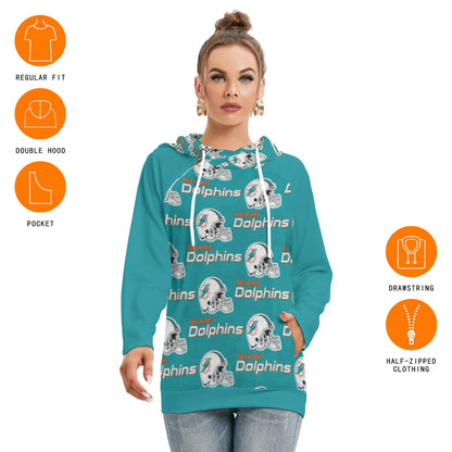 Miami Football Game Day All-Over Print Women's Hoodie With Double Hood