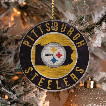 Pittsburgh Steelers Round Christmas Ceramic Decoration Ornaments