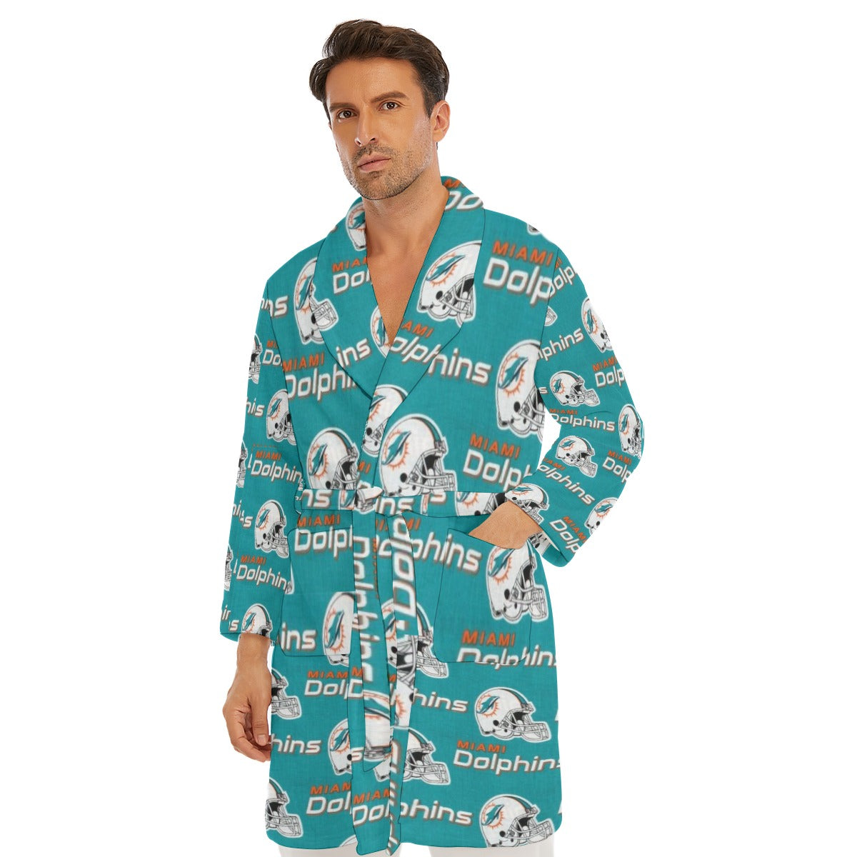 Miami Football Game Day All-Over Print Men's Borg Fleece Robe