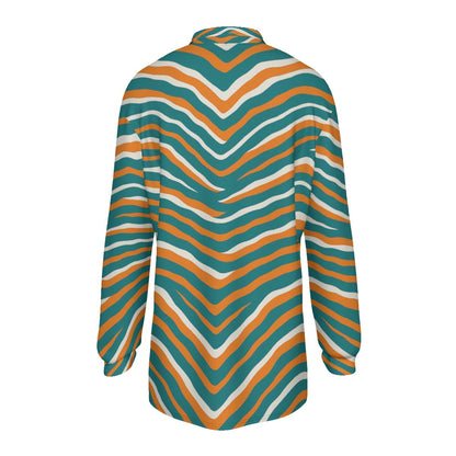 Miami Football Game Day All-Over Print Men's Long Sleeve Polo Shirt
