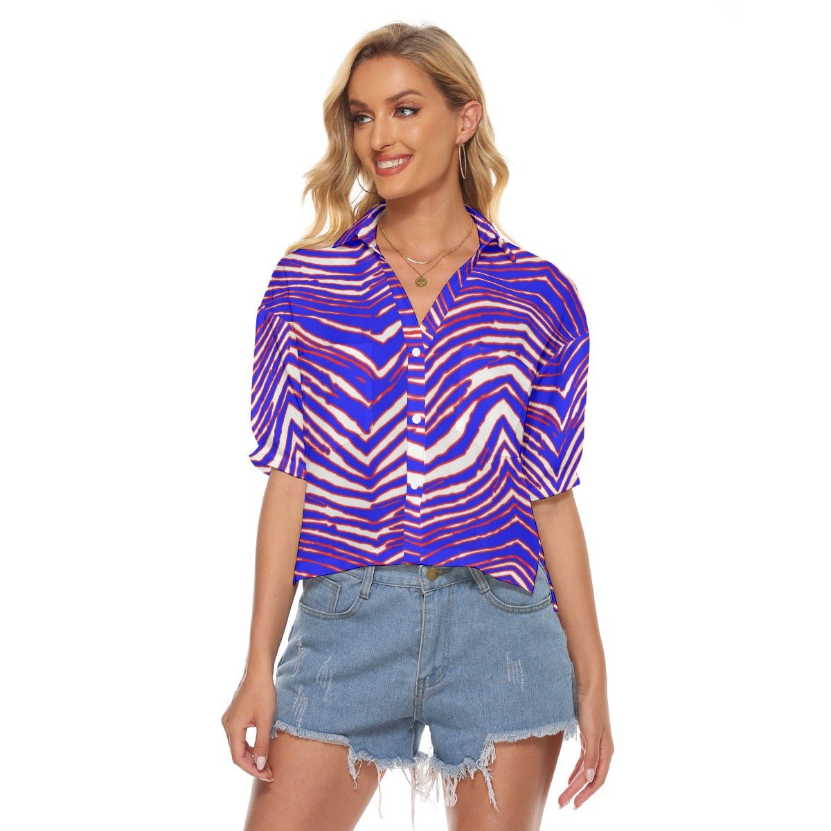 Buffalo Bills Zubaz Women's V-neck Shirts