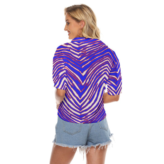 Buffalo Bills Zubaz Women's V-neck Shirts