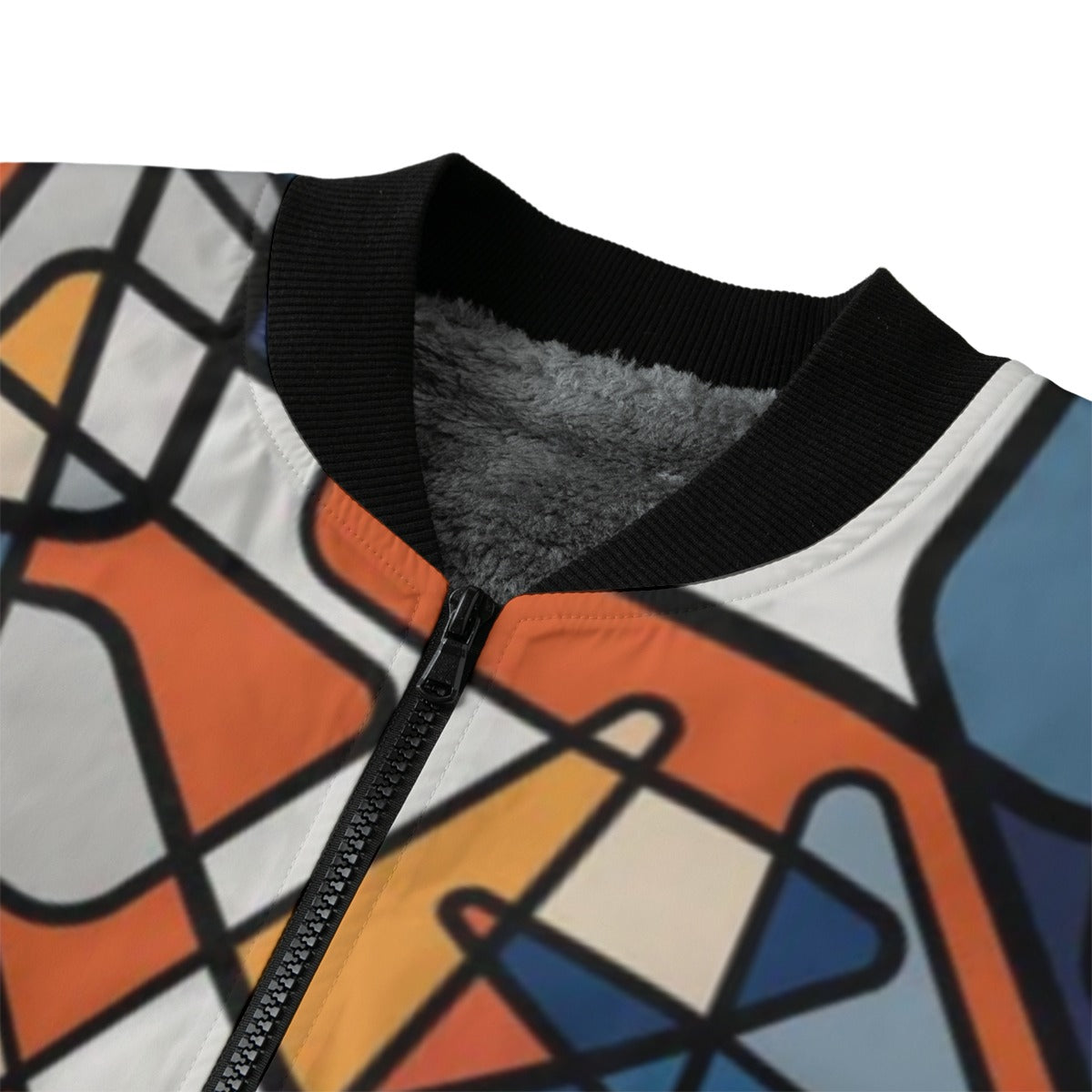 Urban Legend 90s Street Icons Abstract Geometric Mesh Tangle Black Fleece Bomber Jacket