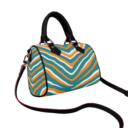 Miami Football Game Day Classic Barrel-Shaped PU Leather Handbag