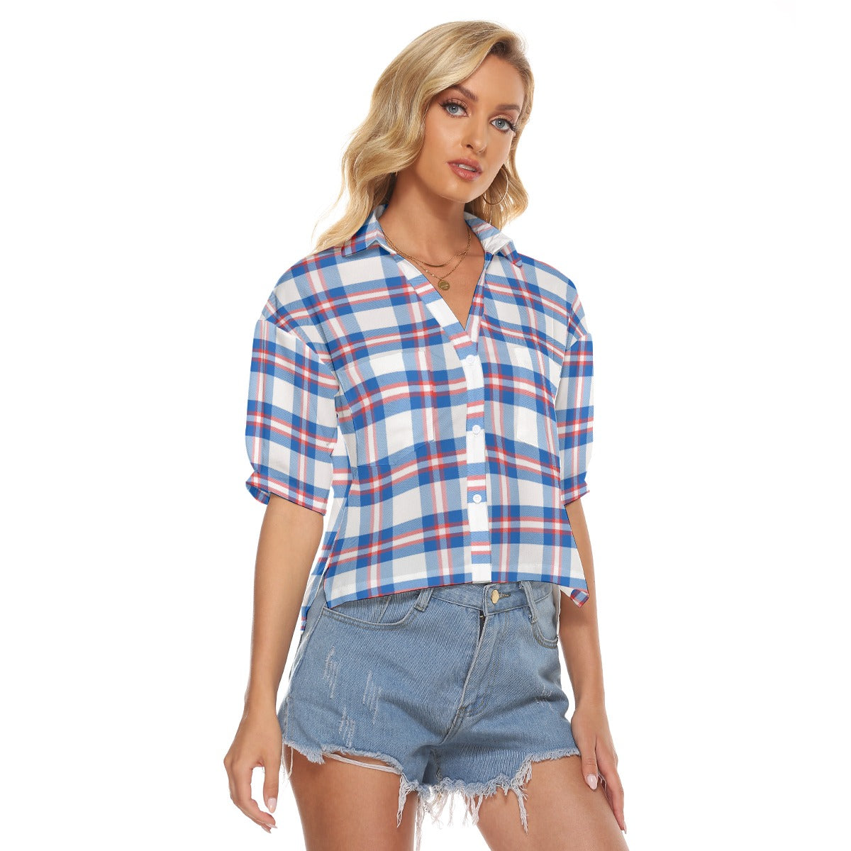 Buffalo Bills Tartan plaid Women's V-neck Shirts