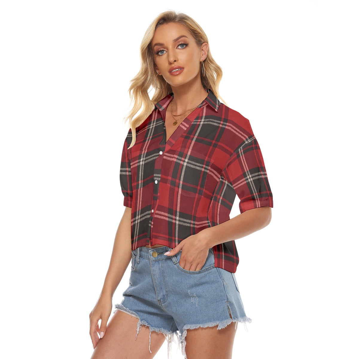 Urban Legend Cincinnati Bearcats Tartan Plaid Women's V-Neck Shirt – Red and Black College Heritage