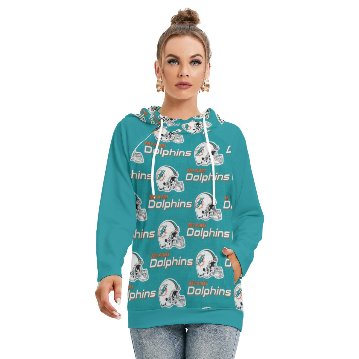 Miami Football Game Day All-Over Print Women's Hoodie With Double Hood
