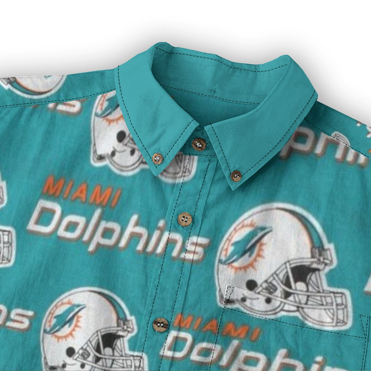 Miami Football Game Day All-Over Print Men's Casual Lapel Long Sleeve Shirt|125GSM Cotton
