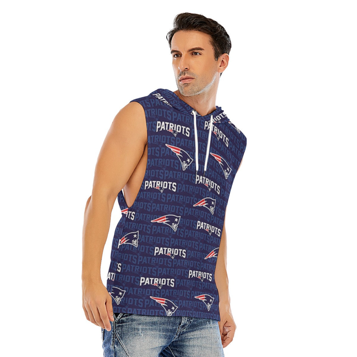 New England Football Game Day All-Over Print Men’s Sleeveless Pullover Hoodie