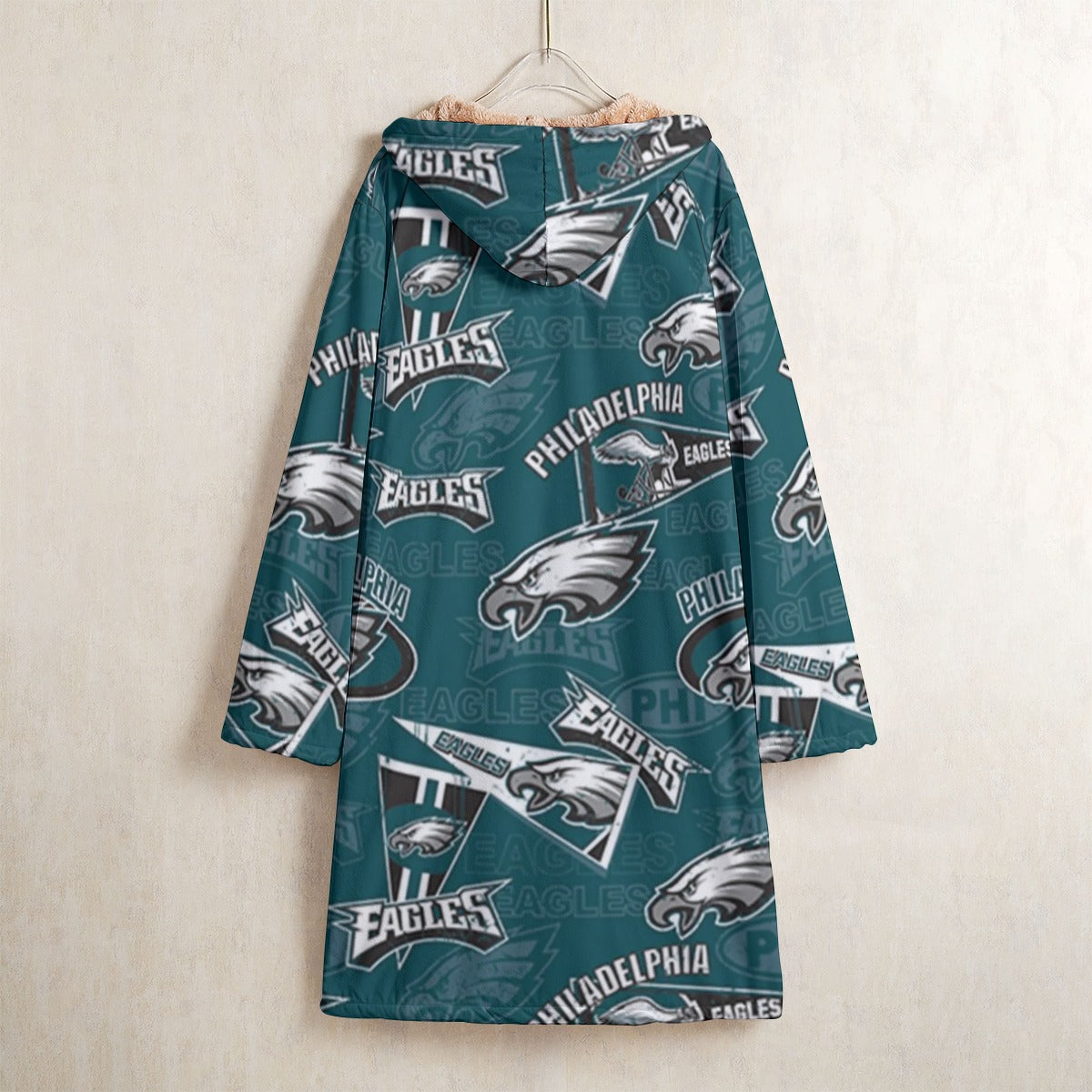 Philadelphia Football Game Day All-Over Print Men's Horn Button Long Fleece Windbreaker