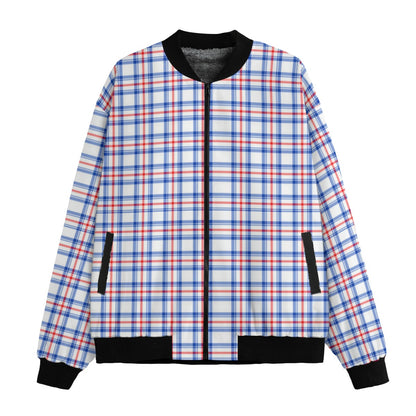 Fraser – red, blue and white tartan Fleece Bomber Jacket