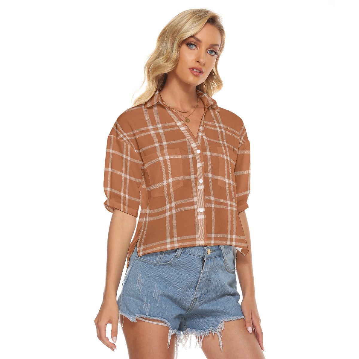 Urban Legend Texas at Austin Longhorns Tartan Plaid Women's V-Neck Shirt – Burnt Orange and White Co