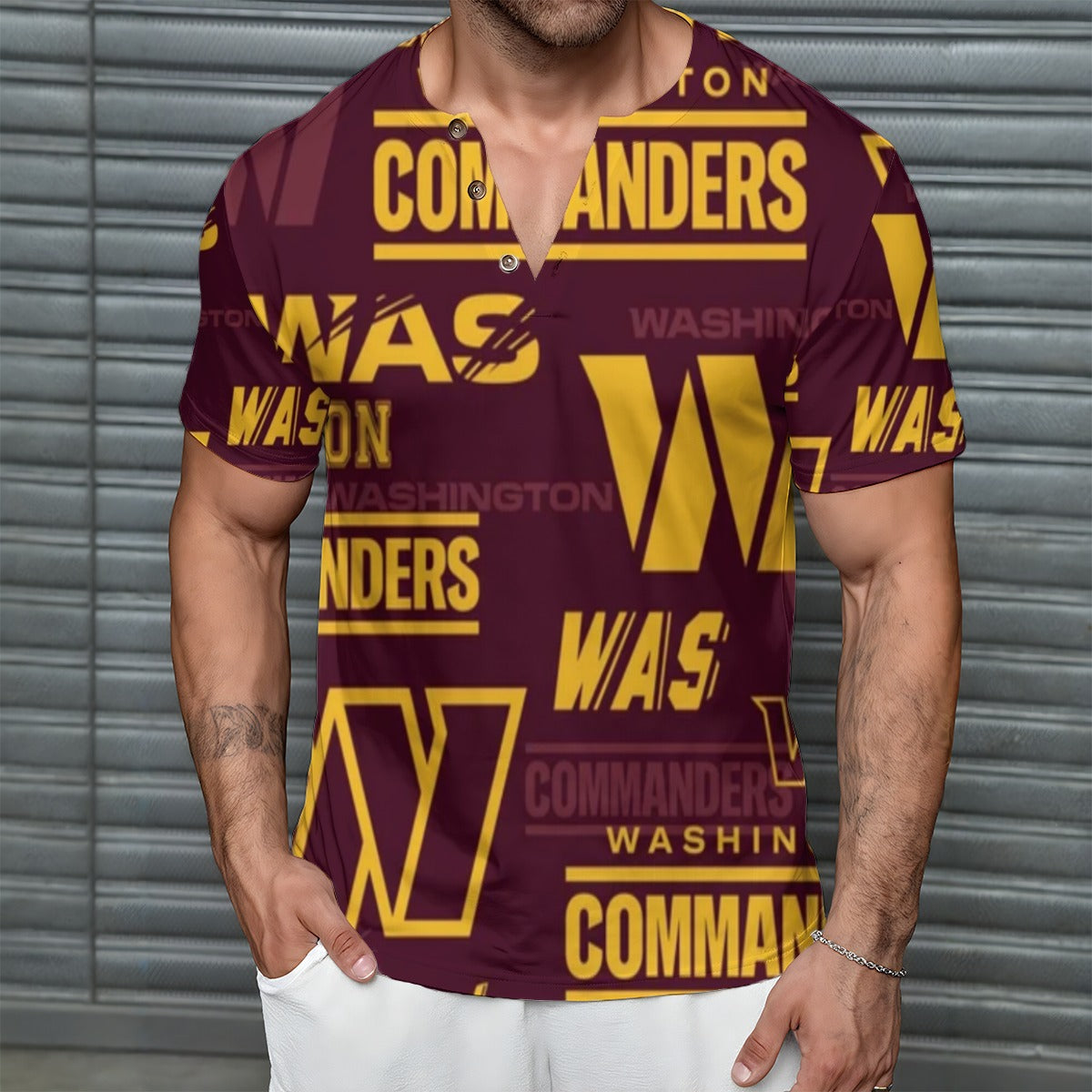 Washington Commanders Men's Short Sleeve T-Shirt With Sports Collar