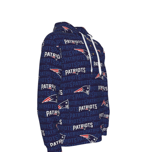 New England Football Game Day All-Over Print Men's Half  Button Hoodie