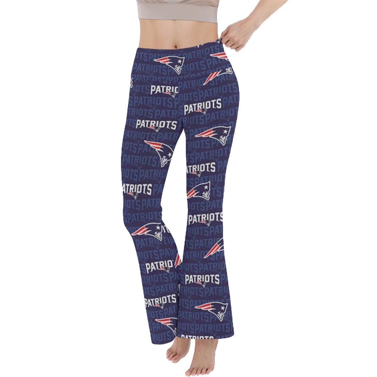 New England Football Game Day All-Over Print Women's Reversible High-Waisted Yoga Pants