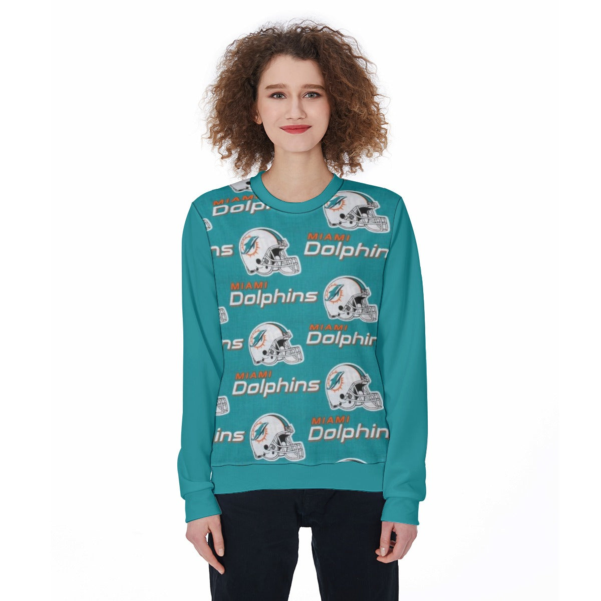 Miami Football Game Day All-Over Print Women's Loose Sweatshirt