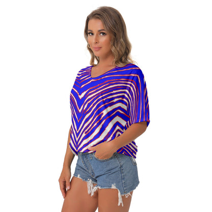 Buffalo Bills Zubaz Women's Bat Sleeves V-Neck Blouse