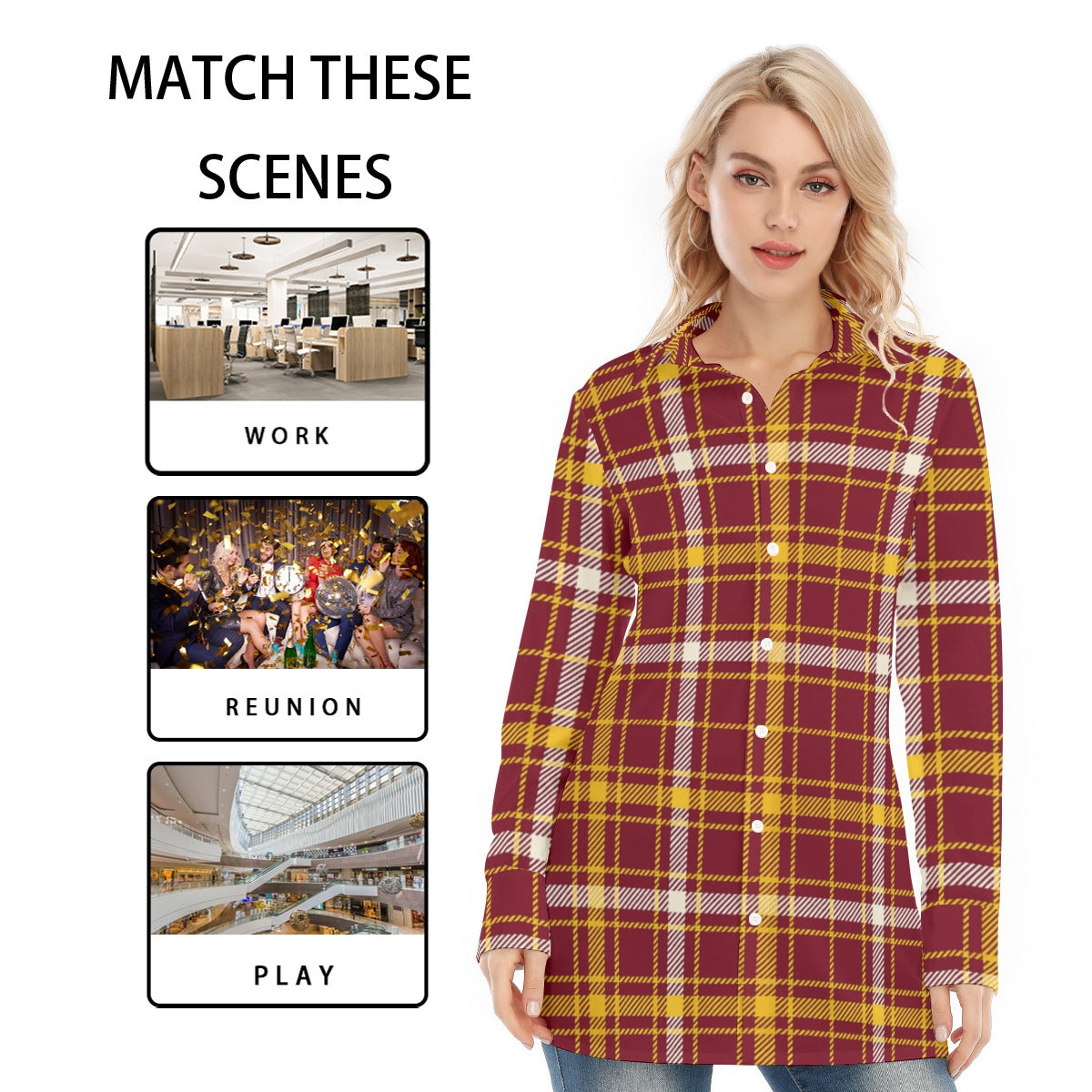 Minnesota Tartan Plaid Golden Gophers Women's Long Shirt