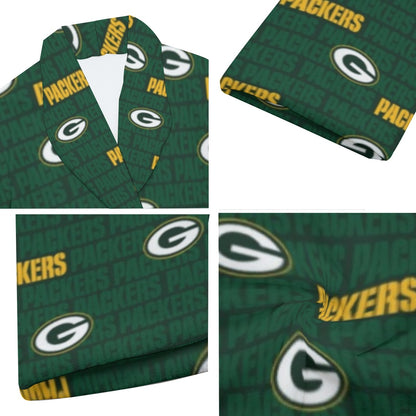Green Bay Football Game Day All-Over Print Men's Borg Fleece Robe