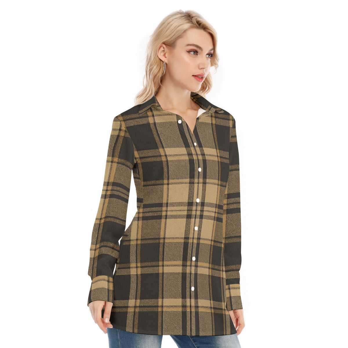 Colorado Tartan Plaid Women's Long Shirt |115GSM Cotton poplin