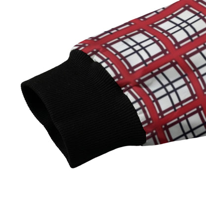 MacGregor – red with black and white checks tartan Fleece Bomber Jacket
