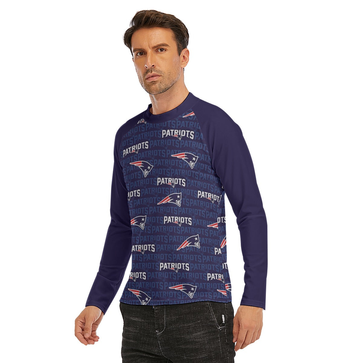 New England Football Game Day All-Over Print Men's Long Sleeve Tight surf clothing